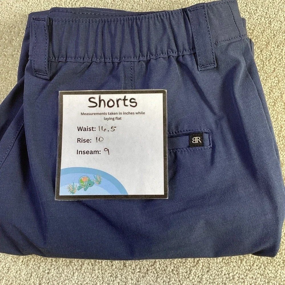 Banana Republic Mens 34 Navy‎ Blue Performance Stretch Chino Shorts Elastic Back